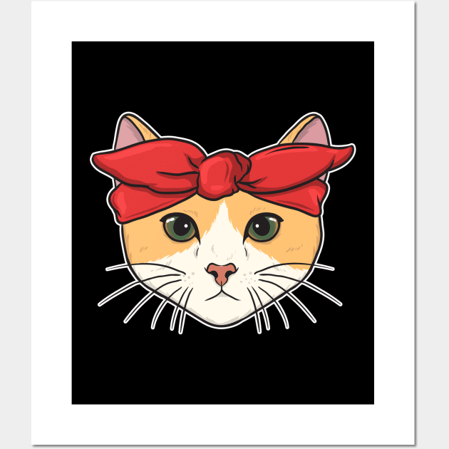 Cute & Adorable Gangster Bandana Cat Thug Kitty Wall Art by theperfectpresents